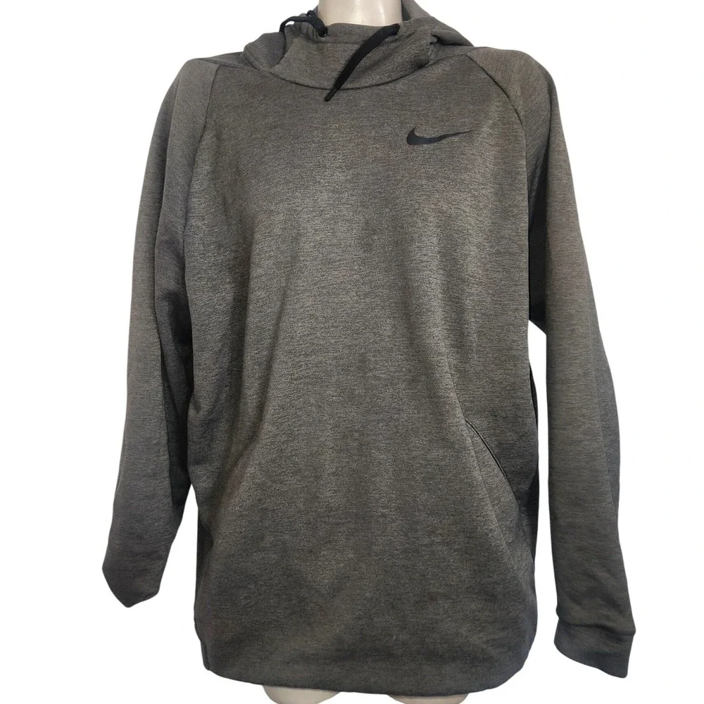 Nike Therma-FIT Hoodie XL Gray Heather Fleece Pullover Sweatshirt‎ 912875-071